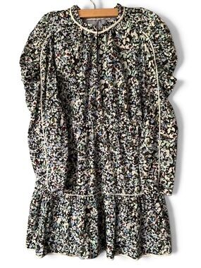 Marie Oliver Vienna  women’s mini dress puff long sleeve XL ruffles 100% cotton